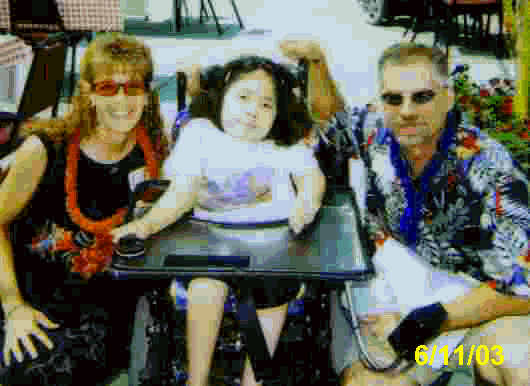 Jeff, Evy and Ame at MDA Summer Camp Luau